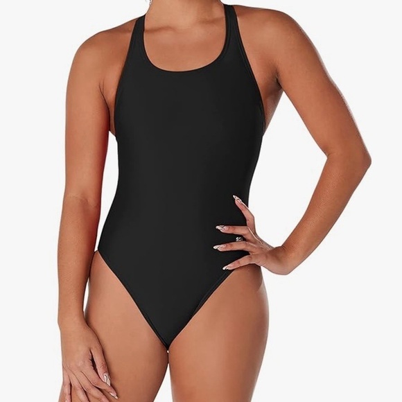 Speedo Power Flex Super Pro Swimsuit Womens 8 Black CrossBack Performance Fabric - Picture 1 of 10